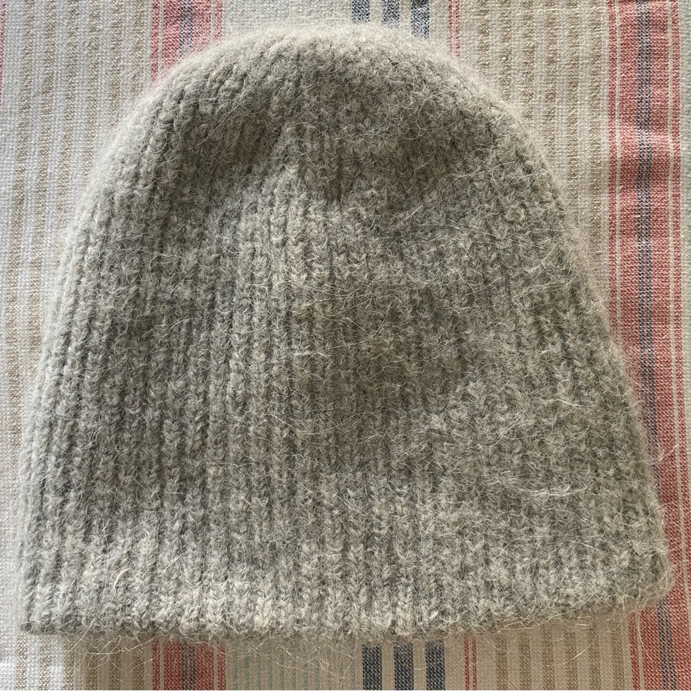 Madewell Heather Gray Ribbed Knit Beanie Alpaca Wool Blend